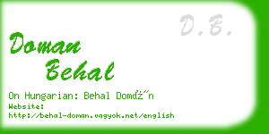 doman behal business card